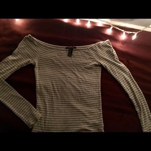 Forever 21 grey long sleeve off the shoulder top